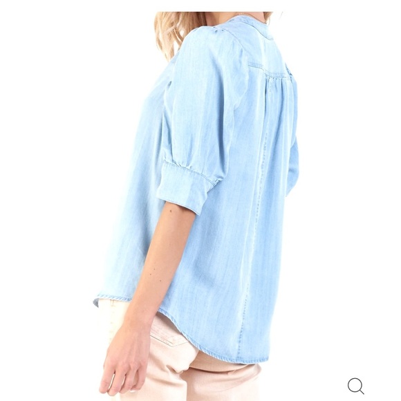 ROWAN PUFF SLEEVE CAPRI SHIRT CAROLINA BLUE Women’s Large Tencel - Picture 2 of 12